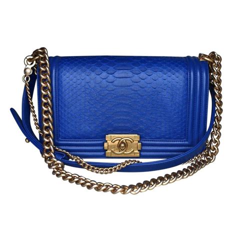 blue python chanel boy bag